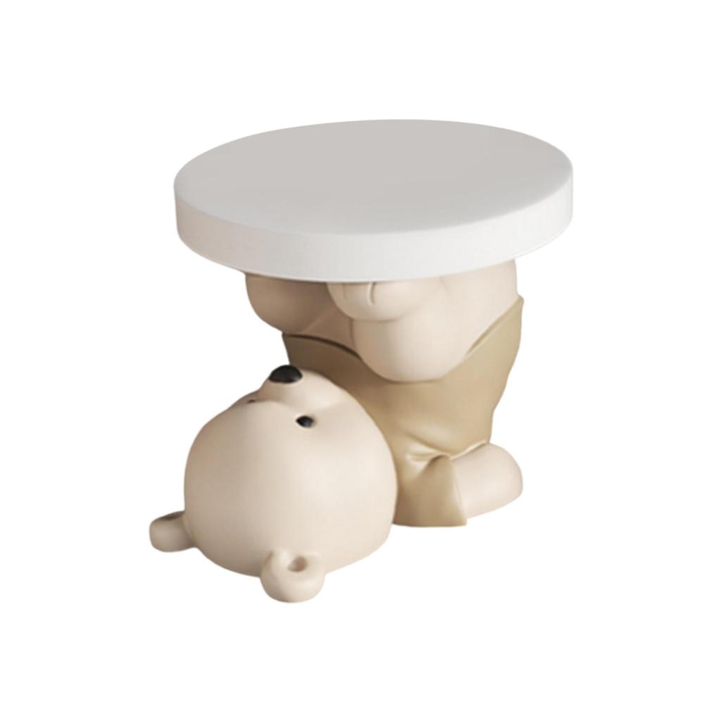 Bear Figurine Side Table, Minimalist End Table for Home Office