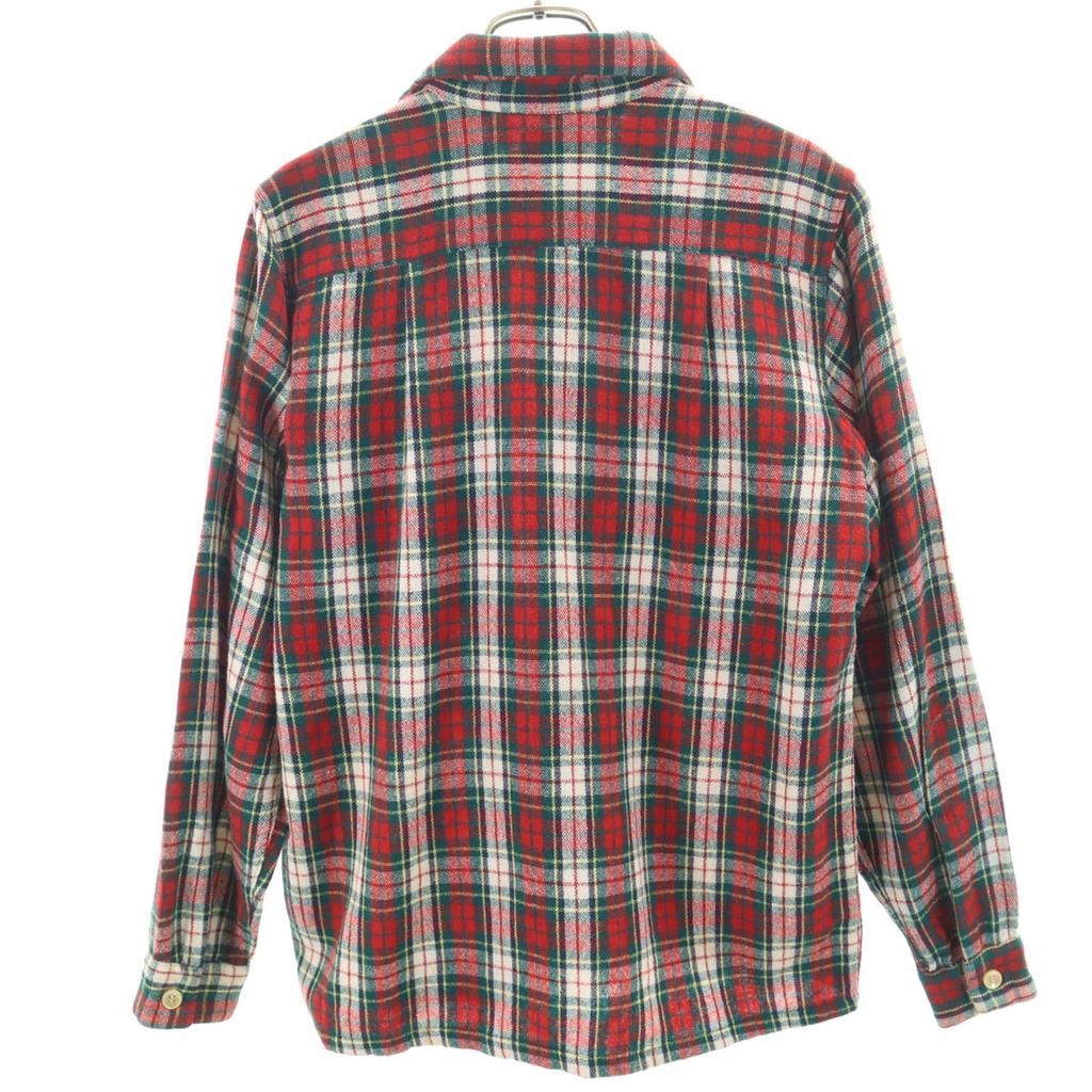 50s vintage Check Pattern Long sleeve Wool shirt S Red Men's Used