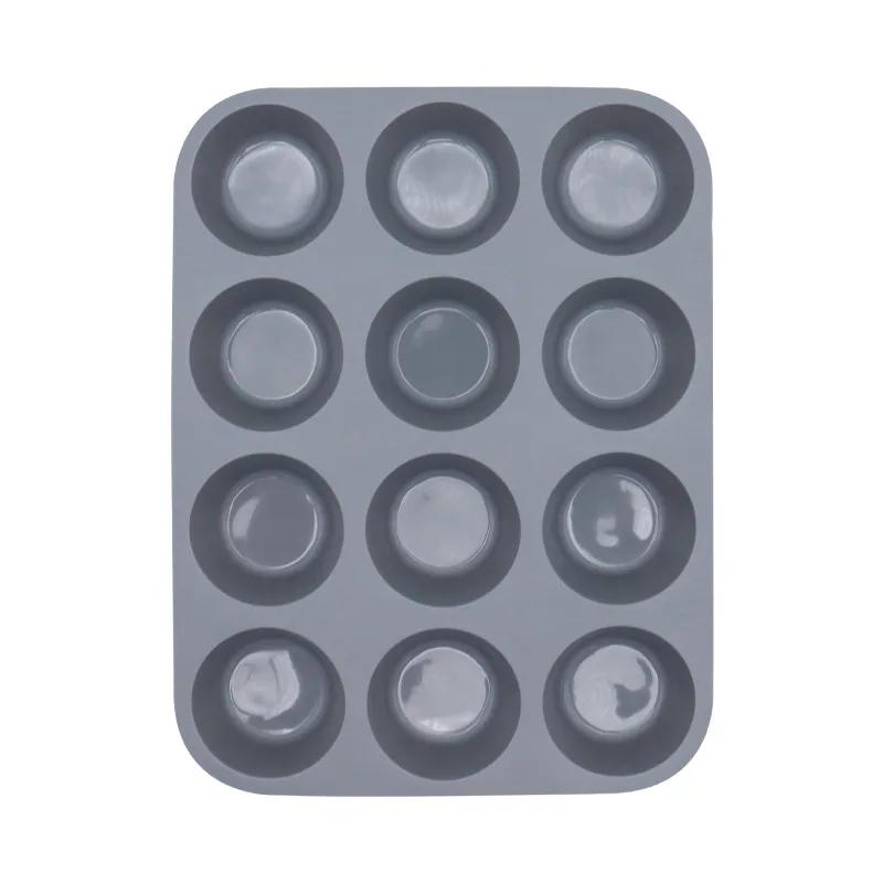 Silicone Muffin Pan 12 Cups Cupcake Tray Non-Stick Silicone Baking Molds For Making Muffin Cakes Cupcake Chocolate Bread Tart