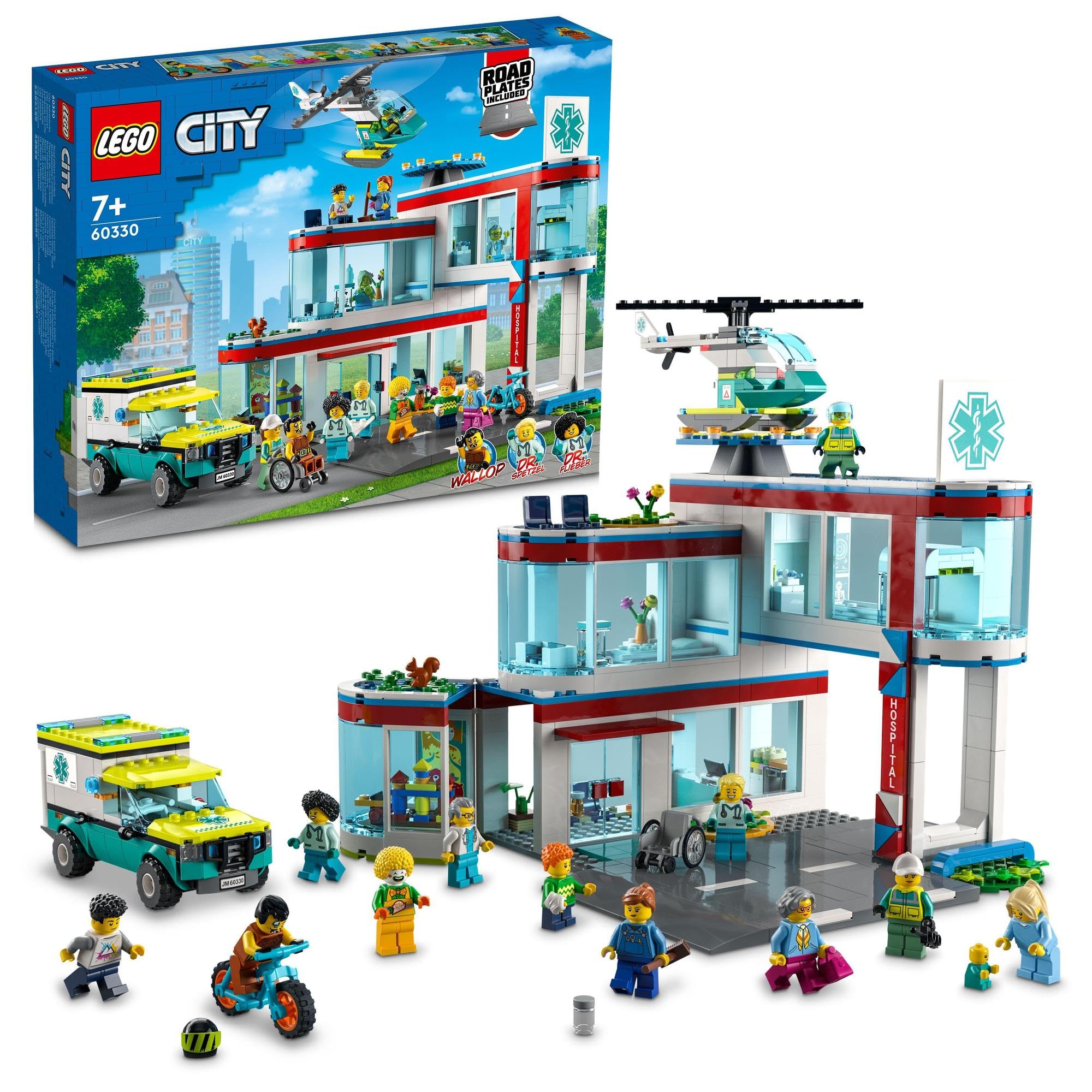 

Лікарня LEGO City 60330, іграшковий конструктор у подарунок для хлопчиків та дівчаток віком від 7 років.