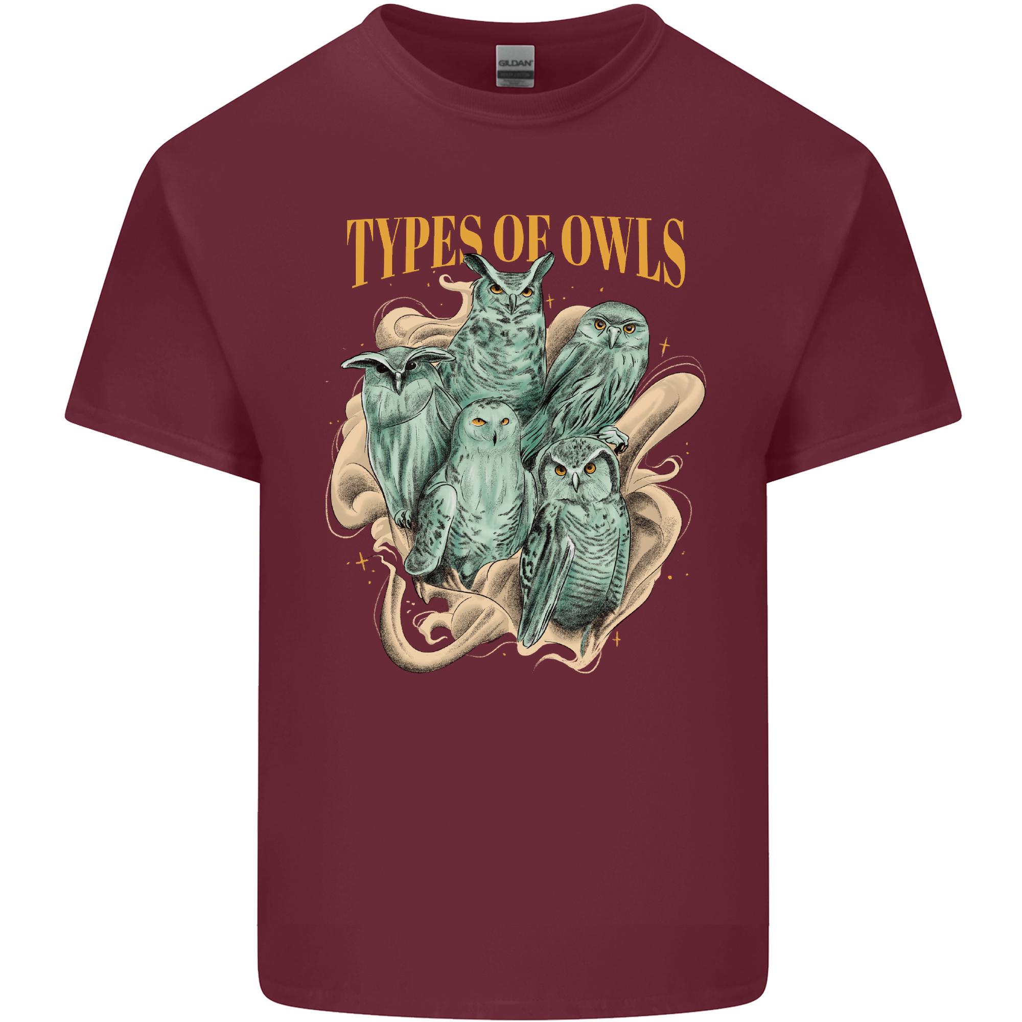 Types of Owls Species Unisexs Light Cotton TShirt S