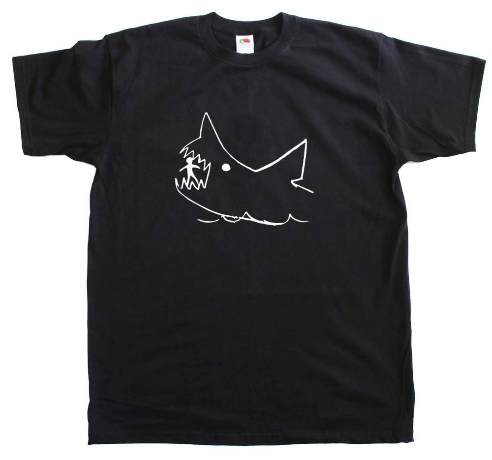 T-Shirt En Coton Rétro Pour Hommes Great White Shark Neuf