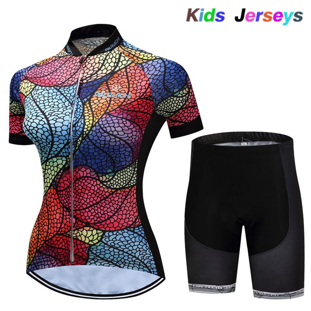 2026 Girls Cycling Jersey Set Ropa Ciclismo Cycling Kit for Kids Summer Breathable Cartoon Bicycle Jersey Suit Children Clothes