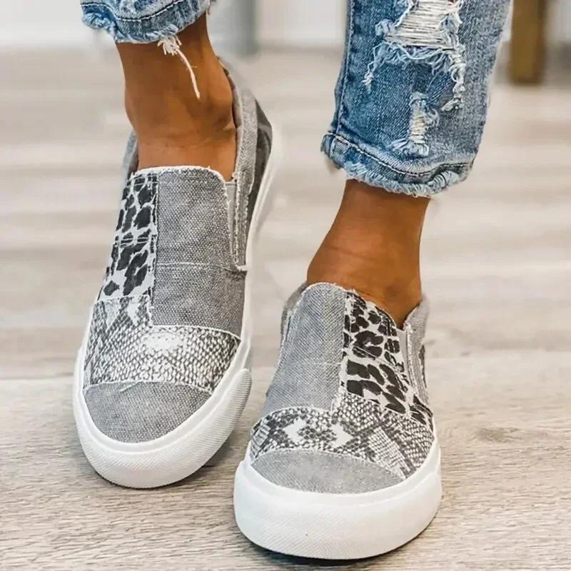 Fashion Leopard Print Women Vulcanized Shoes 2025 Trend Women Canvas Shoes Casual Walking Sneakers Designer Womens Casual Footwear Tenis