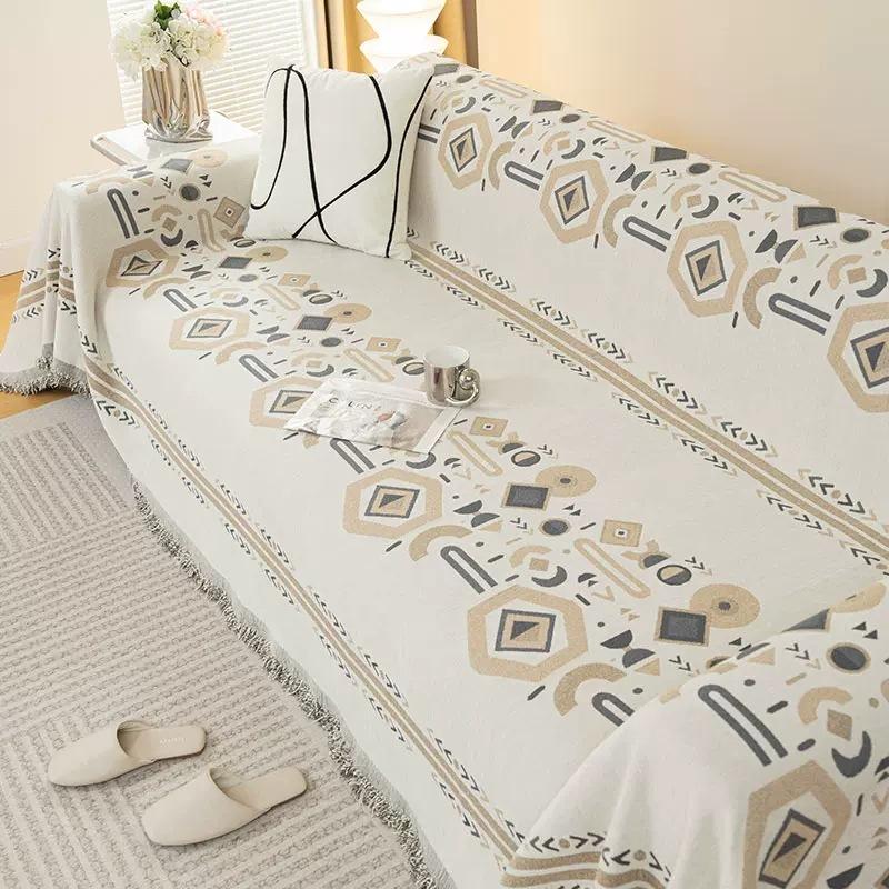 Bohemian Style Anti-scratch Sofa Blanket Durable Full Cover Futon Couch Cover Universal Chenille Dust Proof Sofa Towel Slipcover