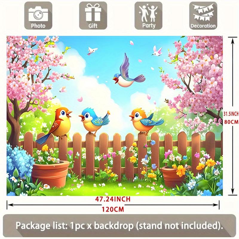 1Pcs Spring Garden Birds Blooming Flowers Decoration Background Backdrop For Photo Studio Photo Booth Party