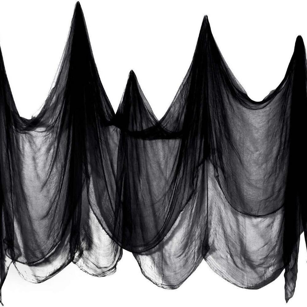 Hanging Halloween Gauze Bloodstained Cloth Creepy Cloth DIY Haunted House Decor  Halloween Party 215x300cm чёрный