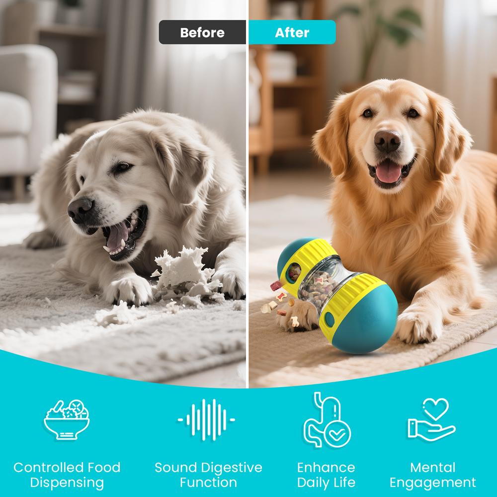 Hund Futterball Tumbler Langsamfütterer Auslaufender Futterball Futterspender Interaktives Jagd-Trainingsspielzeug für Kleine Mittelgroße Große Hunde
