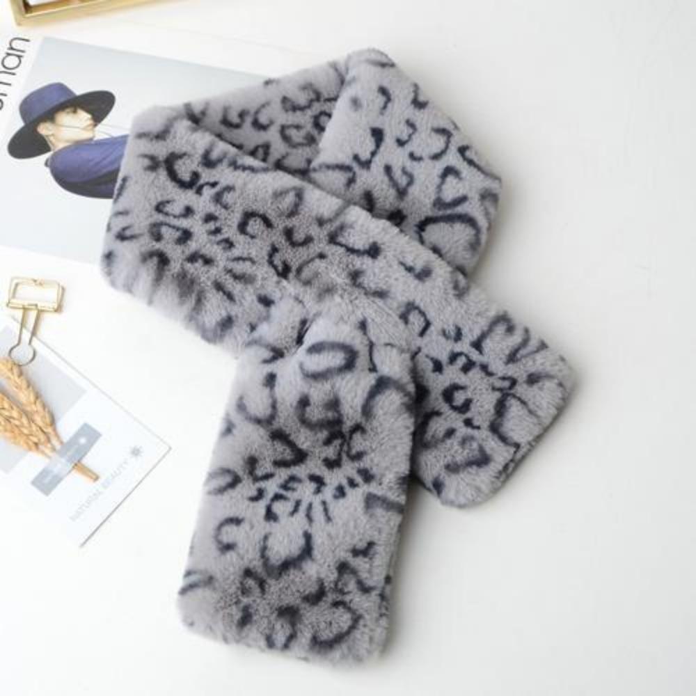 Leopardenmuster Kunstpelz Schal - Damen Winter Warm Vielseitig Kreuz-Halswärmer Damen Schals