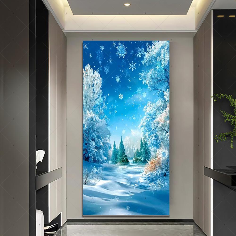 Copertura per Porta Scena Invernale con Neve Sfondo Fotografia Foresta Bianca Forniture Decorazioni Festa di Natale Interno Esterno