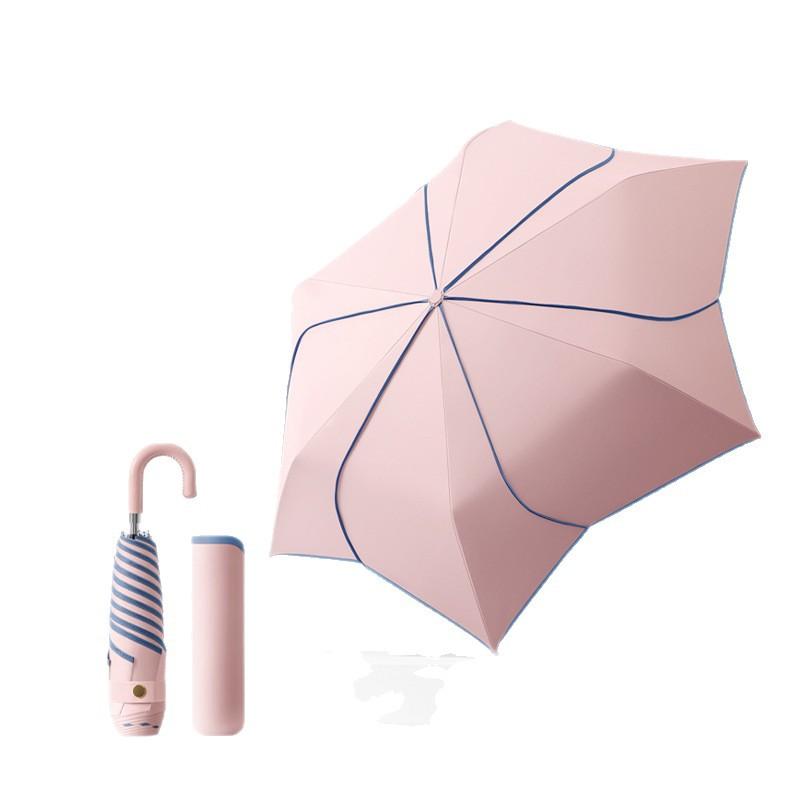 Three-fold Six-open Fresh Petals Anti-ultraviolet Weather and Rain Dual-purpose Creative Ultra-light Vinyl Folding Umbrella Umbrella Customization