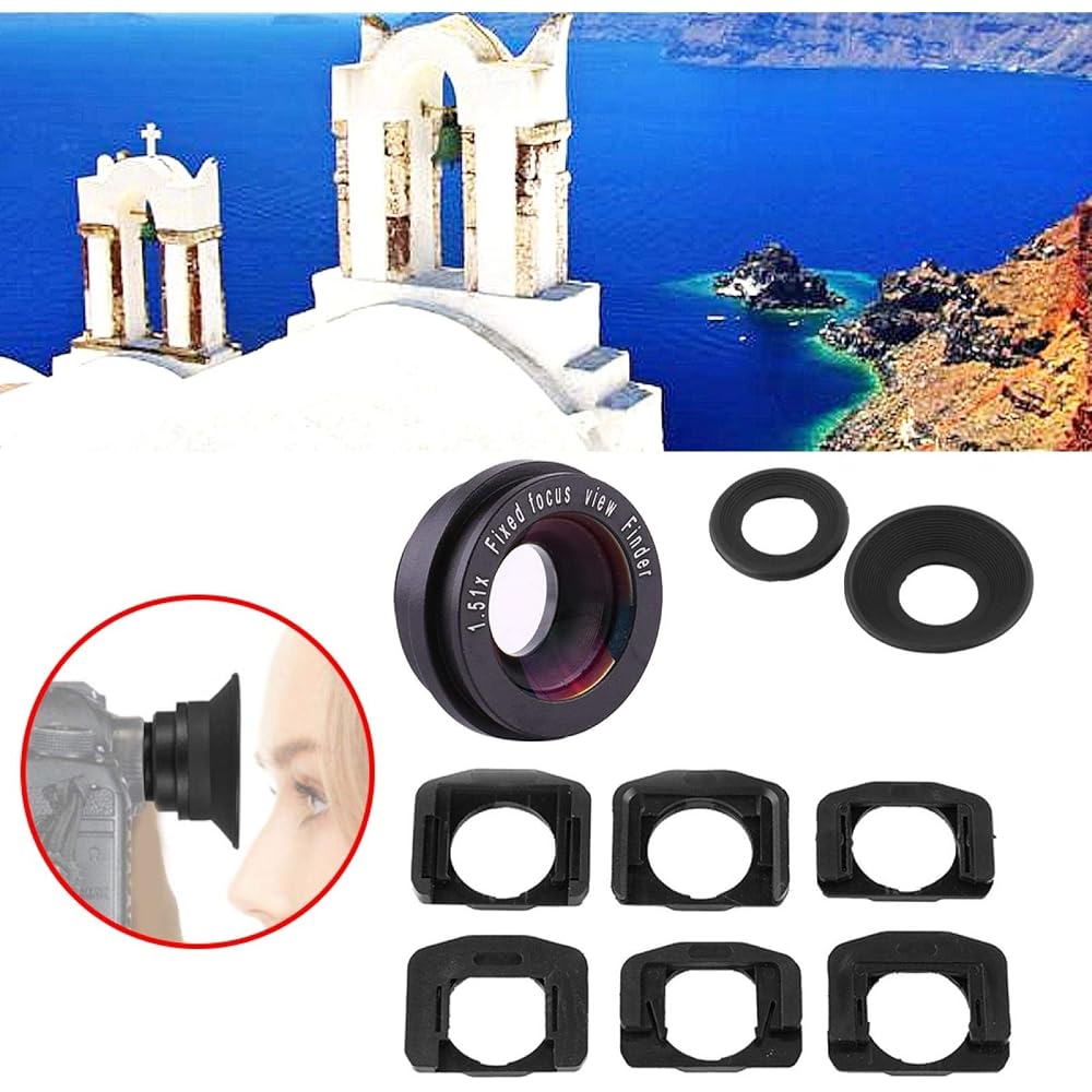 Asha Viewfinder Eyepiece Lens 1.5X Fixed Focus with Cover 6 Magnifier Mount Bases for DSLR Camera