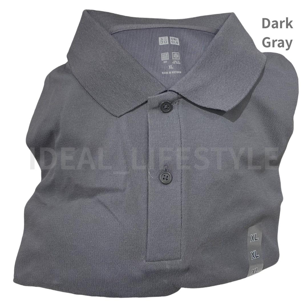UNIQLO AIRism Cotton Pique Polo Shirt S-4XL Cool-Touch Collared Men 482302 NWT 3XL темно-серого