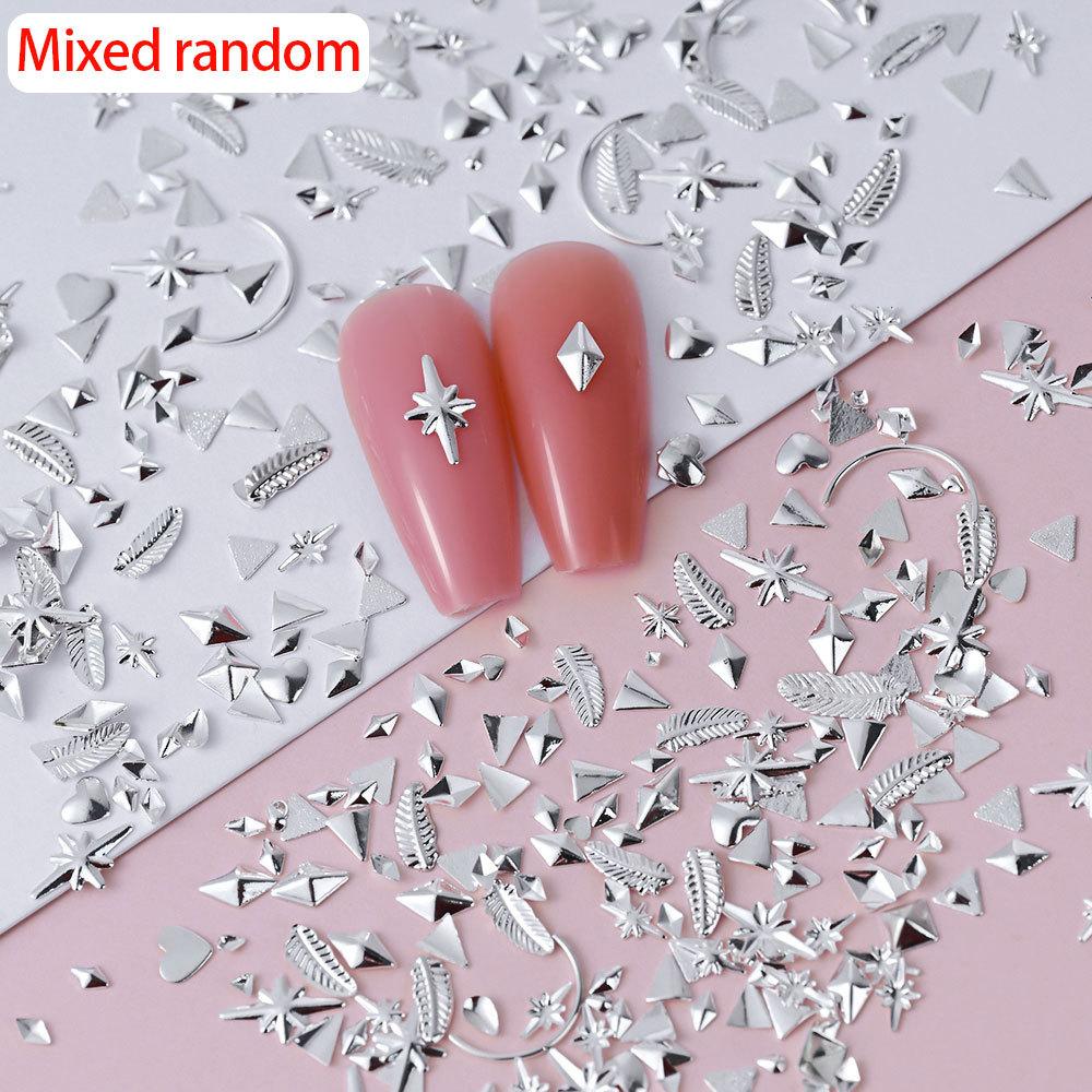 Golden Star Moon Leaf Alloy Nail Art Decoration Hollow Flat Bottom Light Luxury Girl Style Metal Nail Art Jewelry