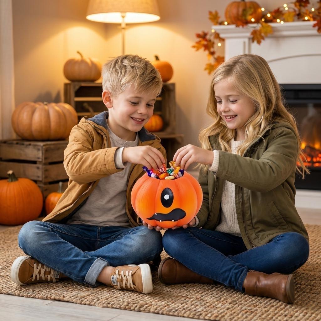 Halloween Troll Pumpkin Resin Decorative Bowl for Candy Storage and Home Decor