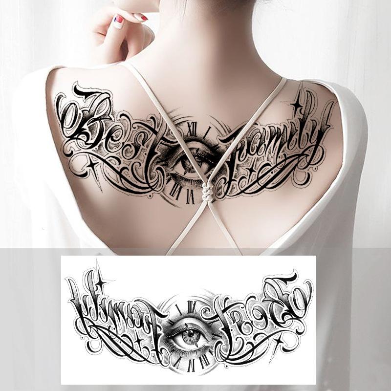 Über die Schulter Drache dreiseitiger Buddha Blume Brust Tattoo Aufkleber, neuer Halbarm-Buchstaben Anti-Schweiß Tattoo Aufkleber