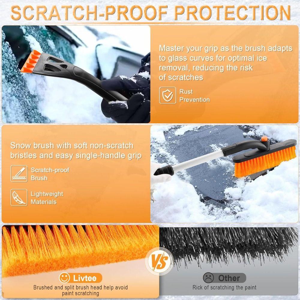 Detachable Car Snow Brush Aluminum Snow Scraper Snow Removal Tool  Vehicle Maintenance