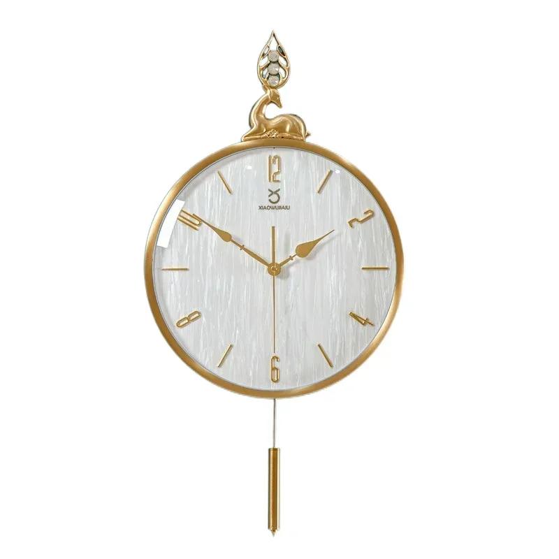 Nordic Luxury Gold Wall Clock Modern Design Metal Pendulum Clocks Wall Home Decor Silent Wall Watch Living Room DecorationZ8W0L8