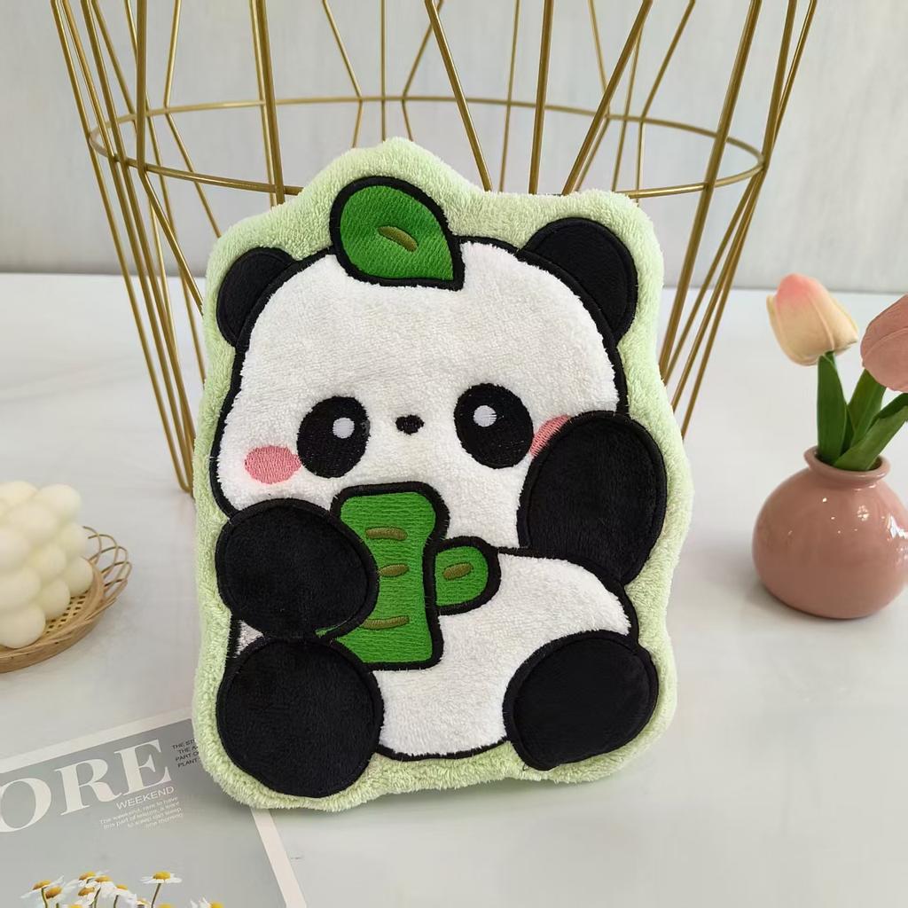 Double-layer thickened children's cute cartoon panda hanging hand towel absorbent quick-drying hand cloth bathroom kitchen