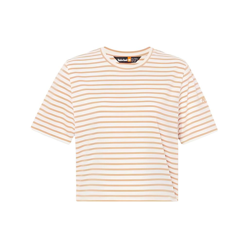 Timberland Striped Casual Round Neck Short Sleeve T-Shirt Women Tops Yellow A5Y9Q-EAQ
