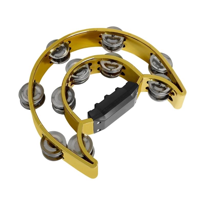 Tambourine Metal Jingles Hand Held Percussion Half-Moon Tambourine for Kid-Early Education,Adult,KTV,Party Entertainment