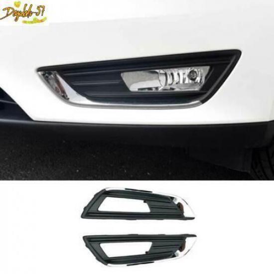 Chrome Front bumper Fog Light Lamp Cover Trim 2PCS For Ford Focus 2015-2018 New