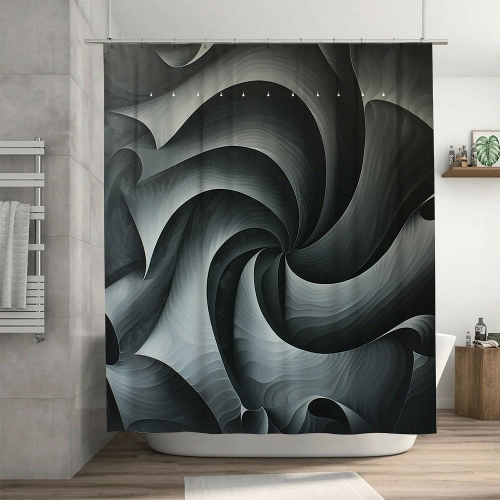 Rideau de douche tourbillon fractal noir gris imperméable décoration de maison accessoires de salle de bain décoration artistique 72 x 84 pouces (190x350cm