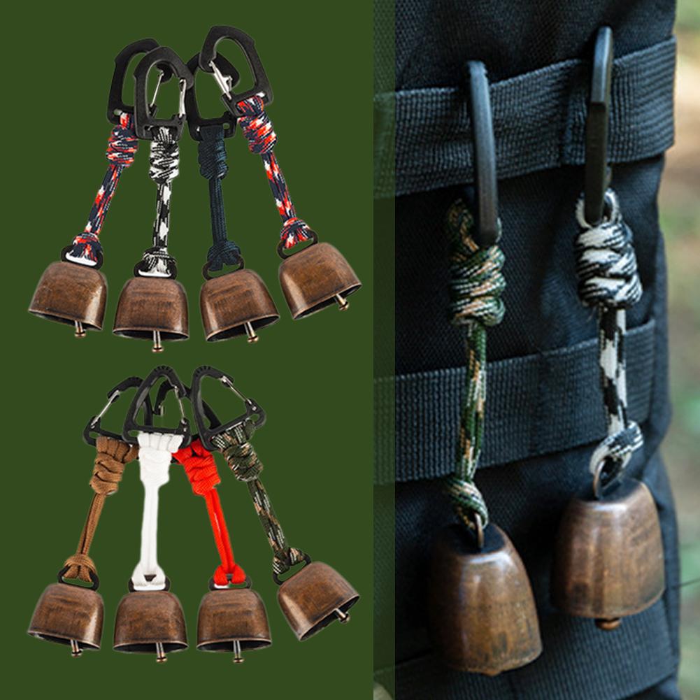 1pcs Outdoor Bear Bell Hiking Camping Loud Cast Iron Cowbell with Hand Braided Lanyard Anti-Lost Backpacking Keychain
