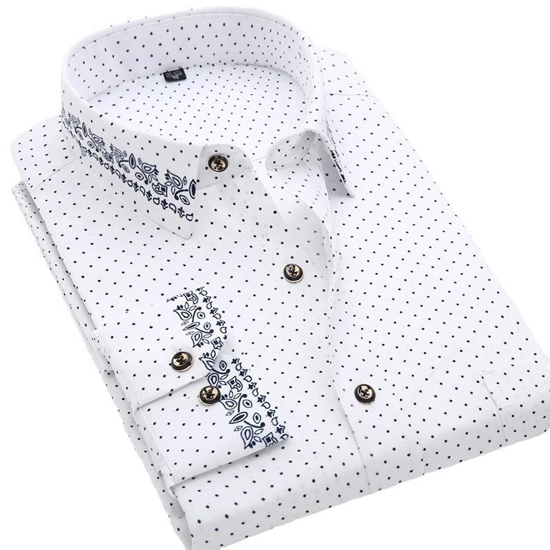 

New Men s Shirt Thin Long-sleeved Printed Spring/summer Non-ironing Business Casual Slim Slim Fashion Breathable Shirt 44