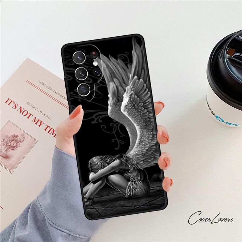 Fantasy Angel Girl Wings phone case For Samsung Galaxy S24 S25 S23 S22 Ultra Note 10 20 Plus S20 S21 FE Cover