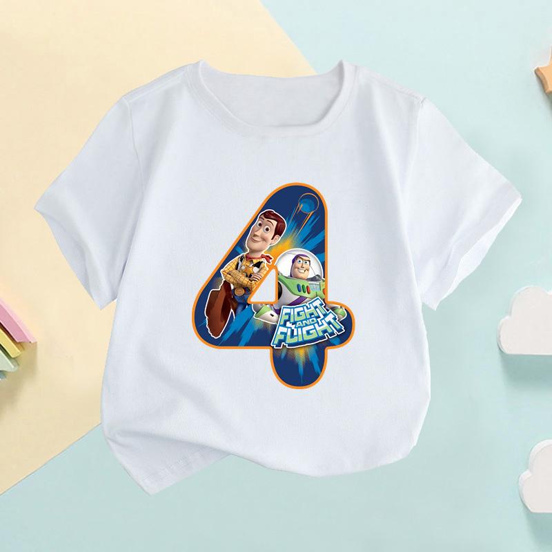 Camiseta para Niños Buzz Lightyear Woody Número de Toy Story Ropa para Niñas Cumpleaños Camisetas para Bebés Niños
