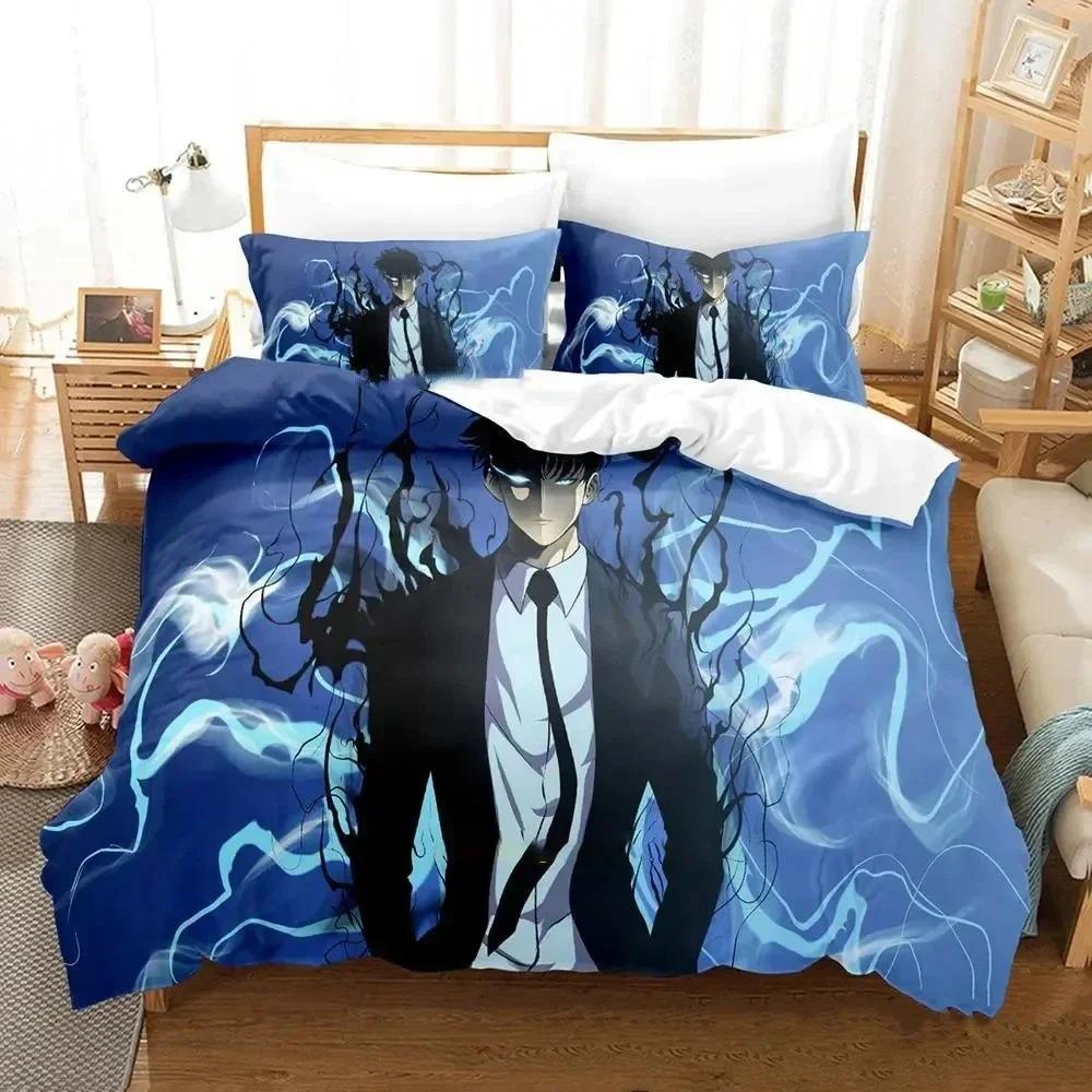 3D Print Fashion Anime Solo Leveling Bedding Set Boys Girls Twin Queen King Size Duvet Cover Pillowcase Bed Boys Adult Bedroom