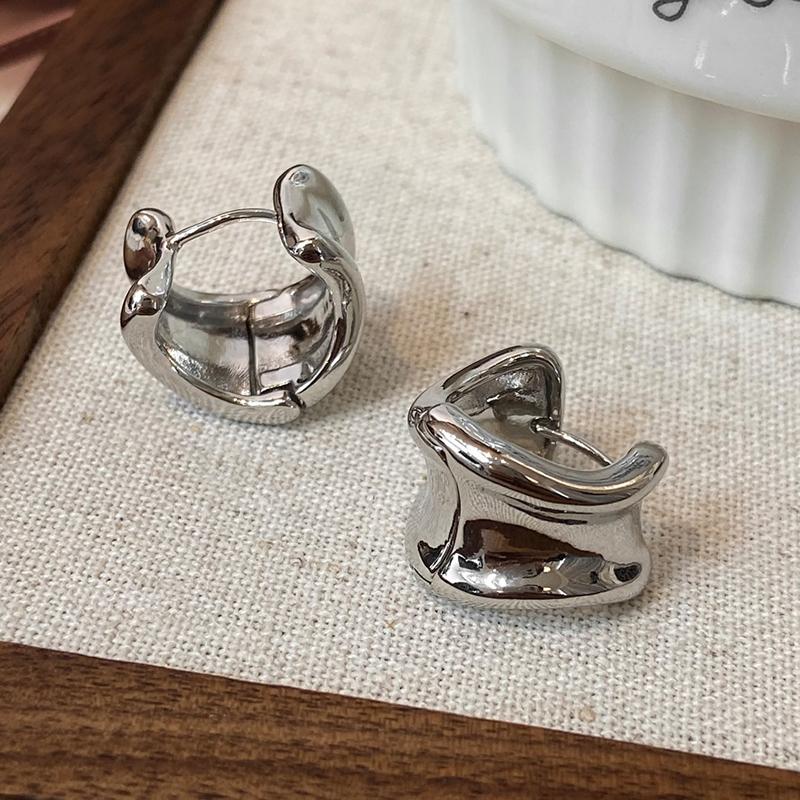 PONYKISS Sterling Silber 18 Karat Gold Unregelmäßige Runde Creolen für Damen Trendiger Feiner Leichter Luxus Schmuck