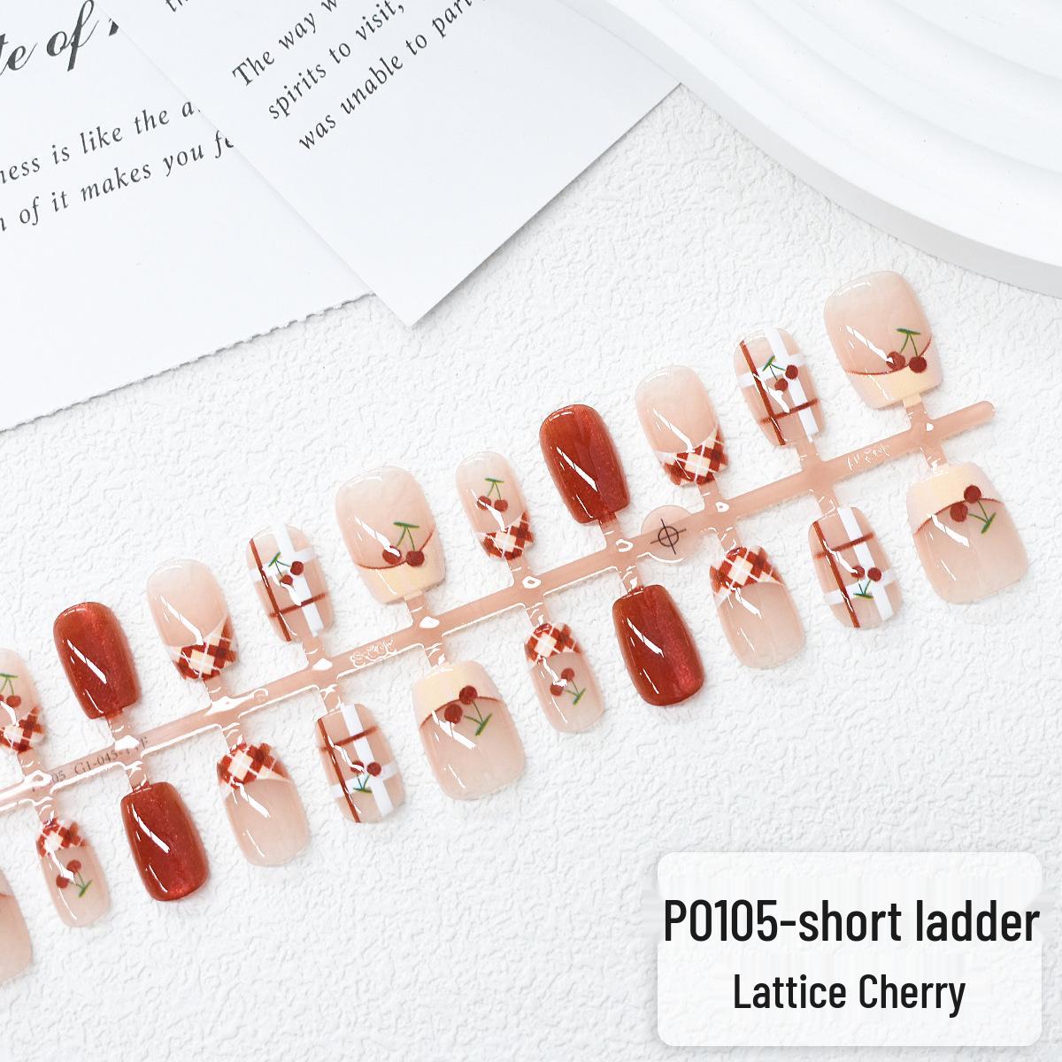 

Полосатые вишневые короткие накладные ногти «кошачий глаз» - набор из 30 штук (хз/с/м)