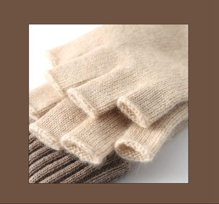 Women's 100% Pure Cashmere Fingerless Gloves - Cozy Autumn/Winter Knit Warmth