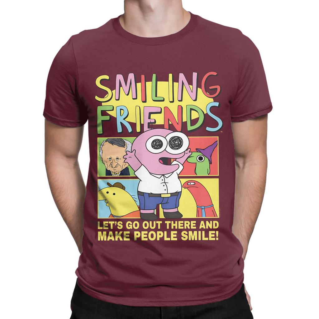 Smiling Friend Make People Pim Funny Cartoon Novelty Graphic 100 Cotton TShirt Smiling Friends Season 2 Tees Tops For Unisex