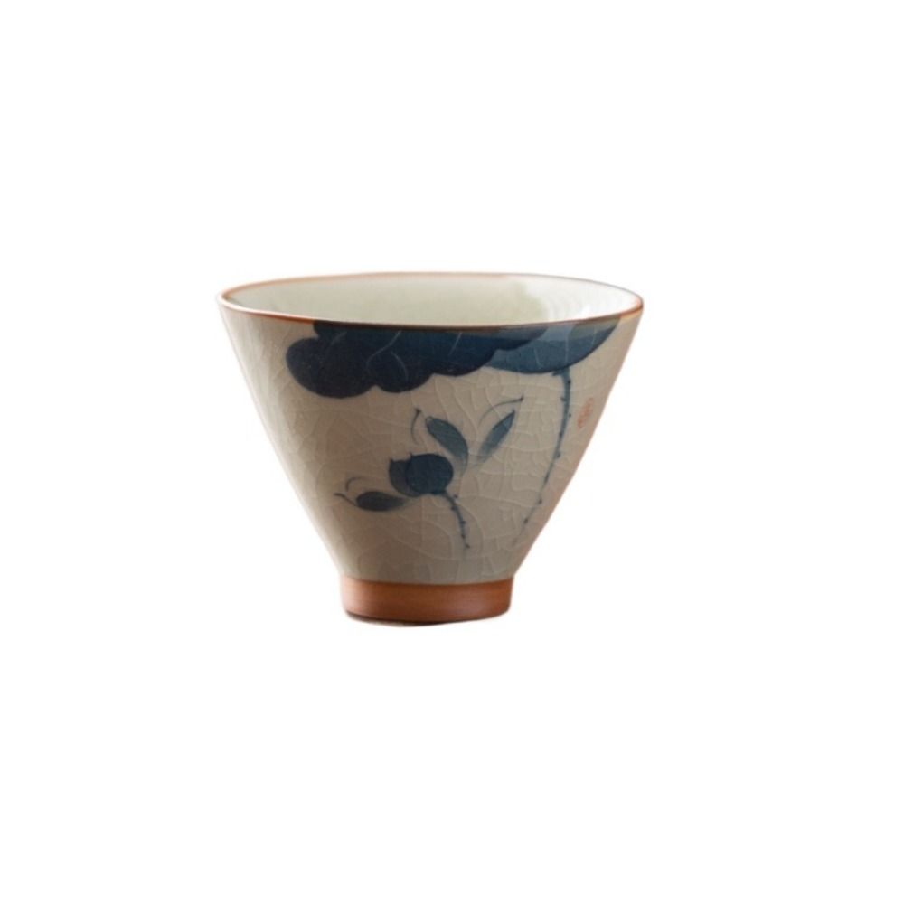 Lotus Graphic Ge Kiln Ceramic Tea Cup Hand-painted Tea Tasting Cups Kung Fu Tea Cup  Tea Making