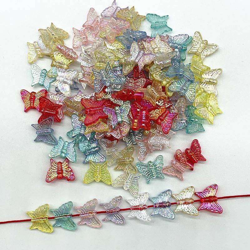 

30pcs Colour AB Charms Butterfly Shape Acrylic Beads Loose Spacer Beads for Jewelry Makeing DIY Handmade Bracelet Accessories