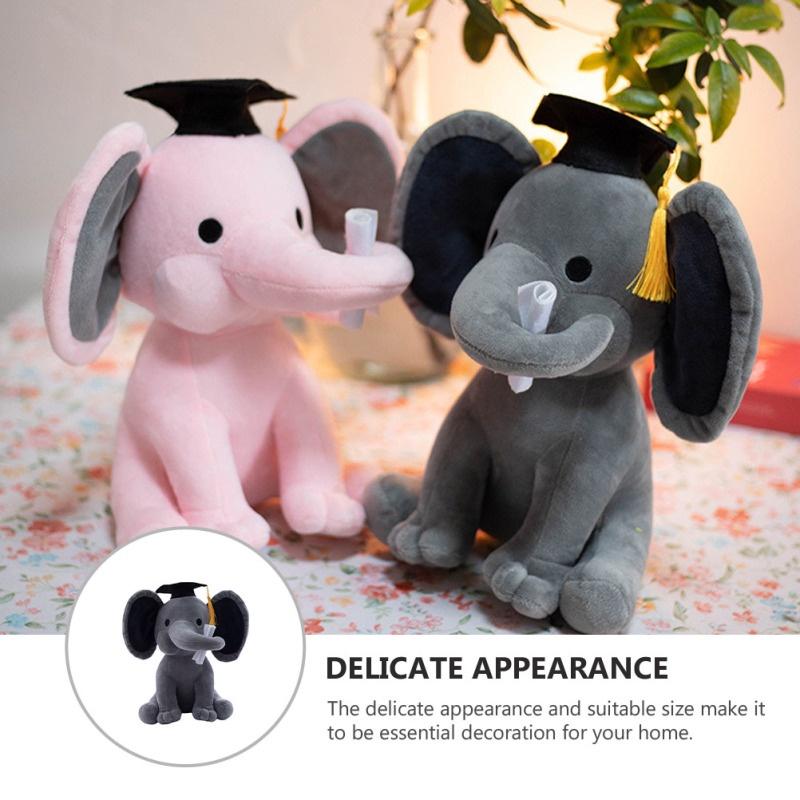 Cute Elephant Plush Toy With Graduation Hat Perfect Graduation Gift