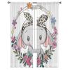 Cute Elephant With A Floral Wreath Tulle Curtain For Living Room Sheer Valance Curtain For Kitchen Bedroom Window Drapes
