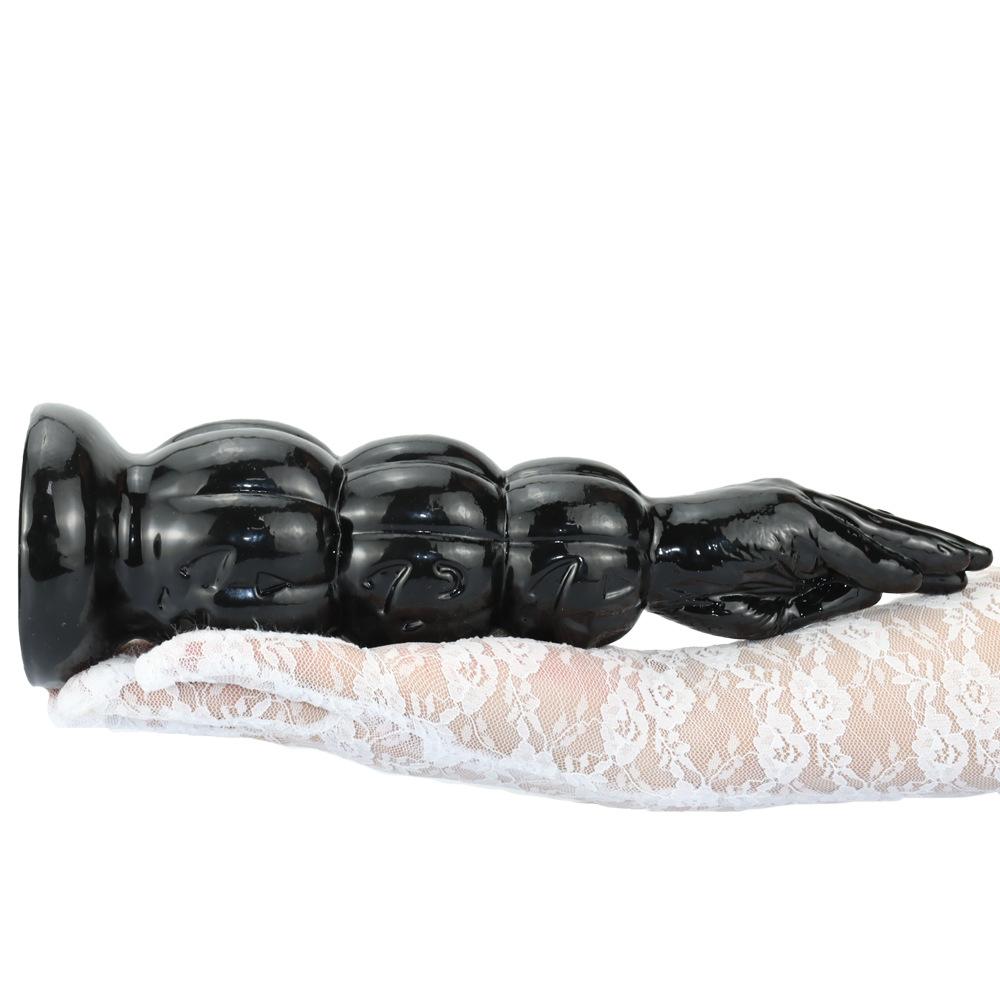 Black PVC Anal Masturbator Set Butt Plug Anal Beads Dildo for Men Women
