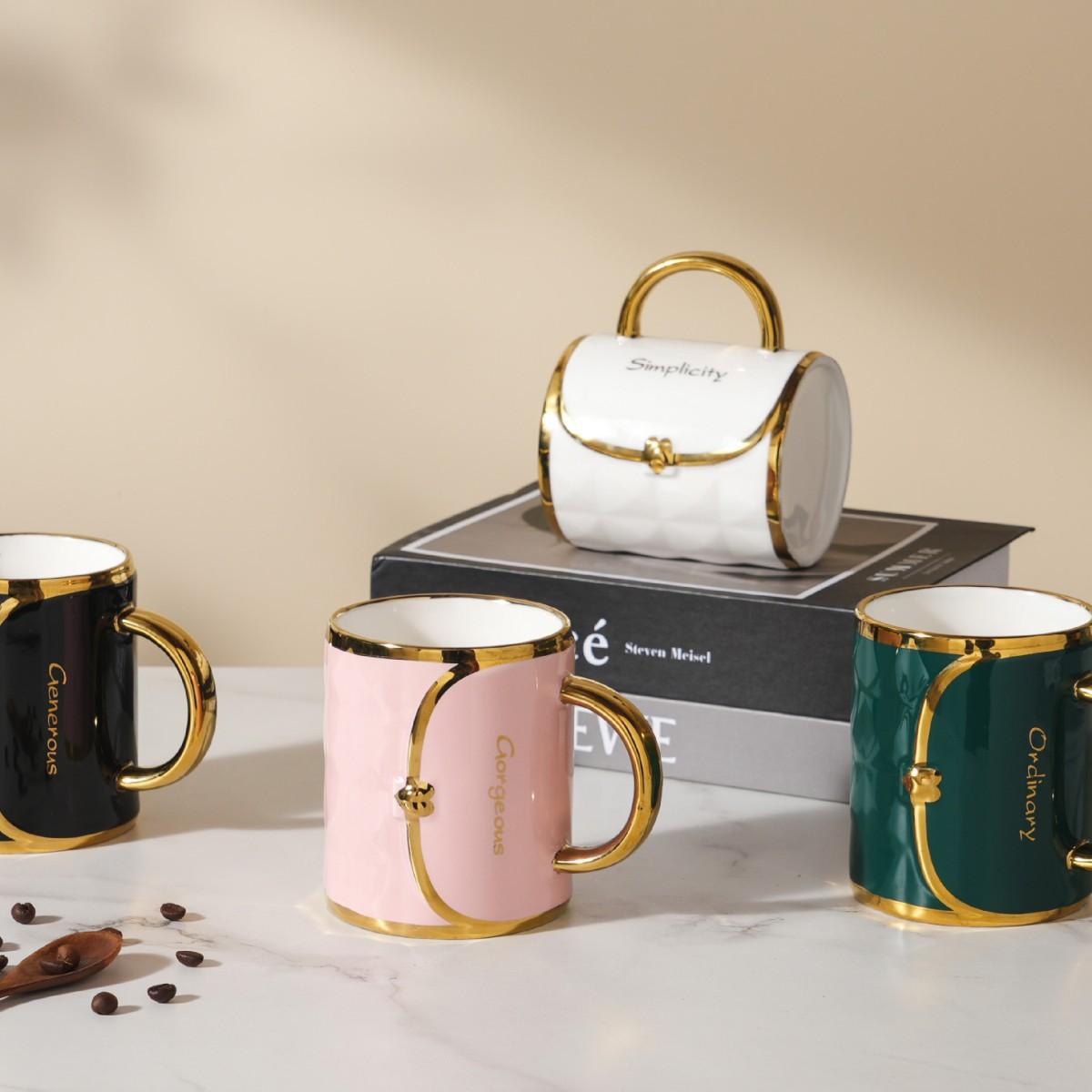 

Позолоченная скандинавская керамическая кружка с ручкой, односекционная, открывающаяся, небольшой подарочный сувенирный набор кружек большой емкости 350ML