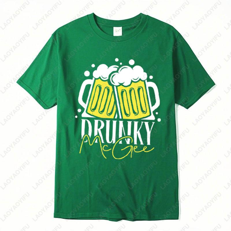 Trendy Couples St Patricks Tshirt Funny Matching Beer Design Printing Tees Mens Womans High Quality Cotton Shortsleeve Tshirt
