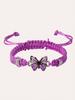 1pc Butterfly Bracelet Women's Butterfly Pendant Woven Bracelet Is Adjustable