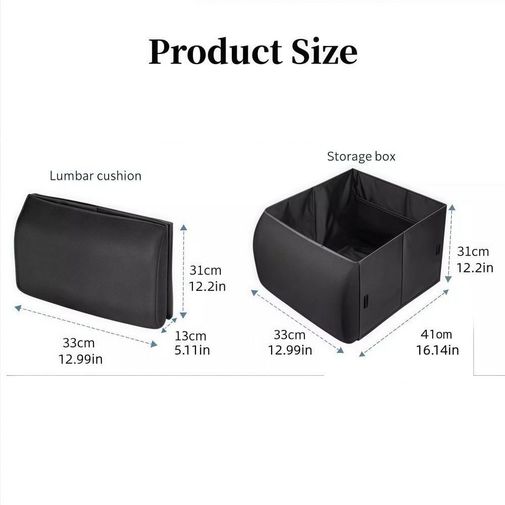 Rectangle Car Lumbar Support Cushion 2-in-1 Car Back Cushion  Back Support Trunk Storage