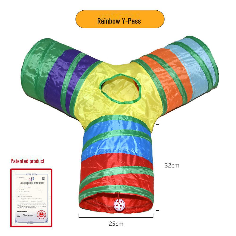 Rainbow Cat Tunnel Toy – Interactive Pet Play Tube