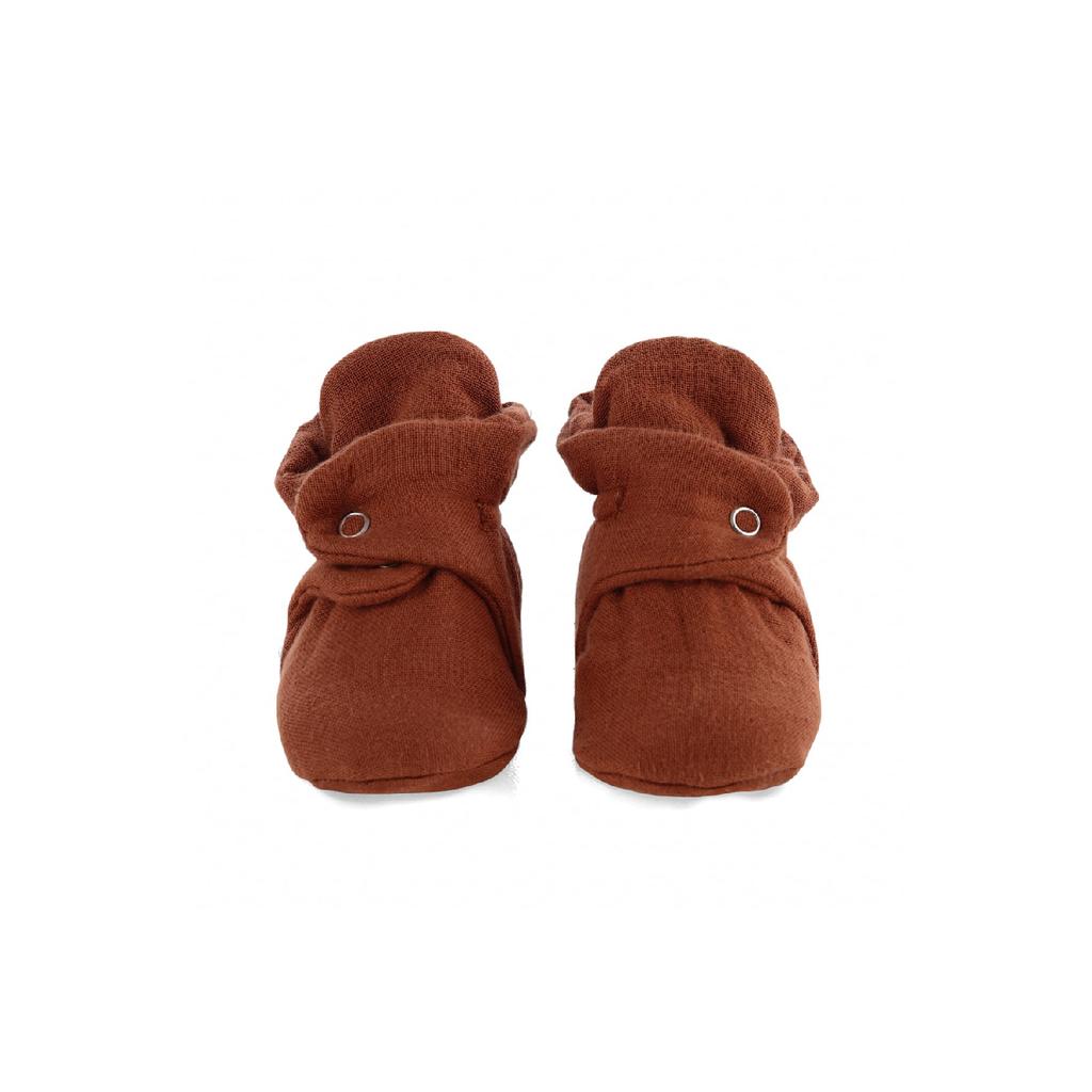 Babyschuhe aus Bio-Baumwoll-Musselin, Hausschuhe für Neugeborene, Beige