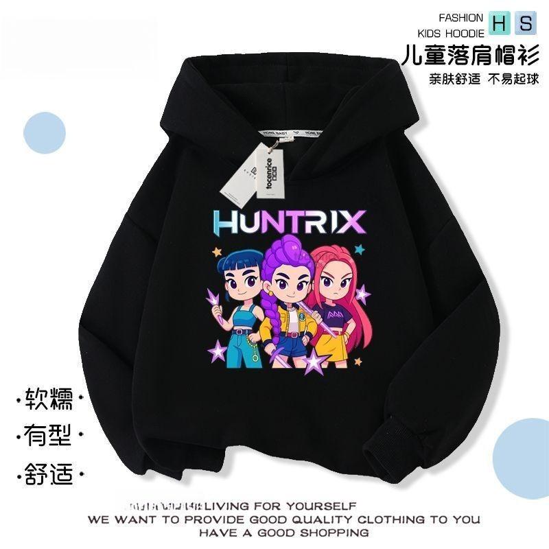 New Cool Kpop Demon Hunters Huntrix Printing For Boys and Girls Soft Long Sleeve Fitted Hoodies Cute Kids Jacket