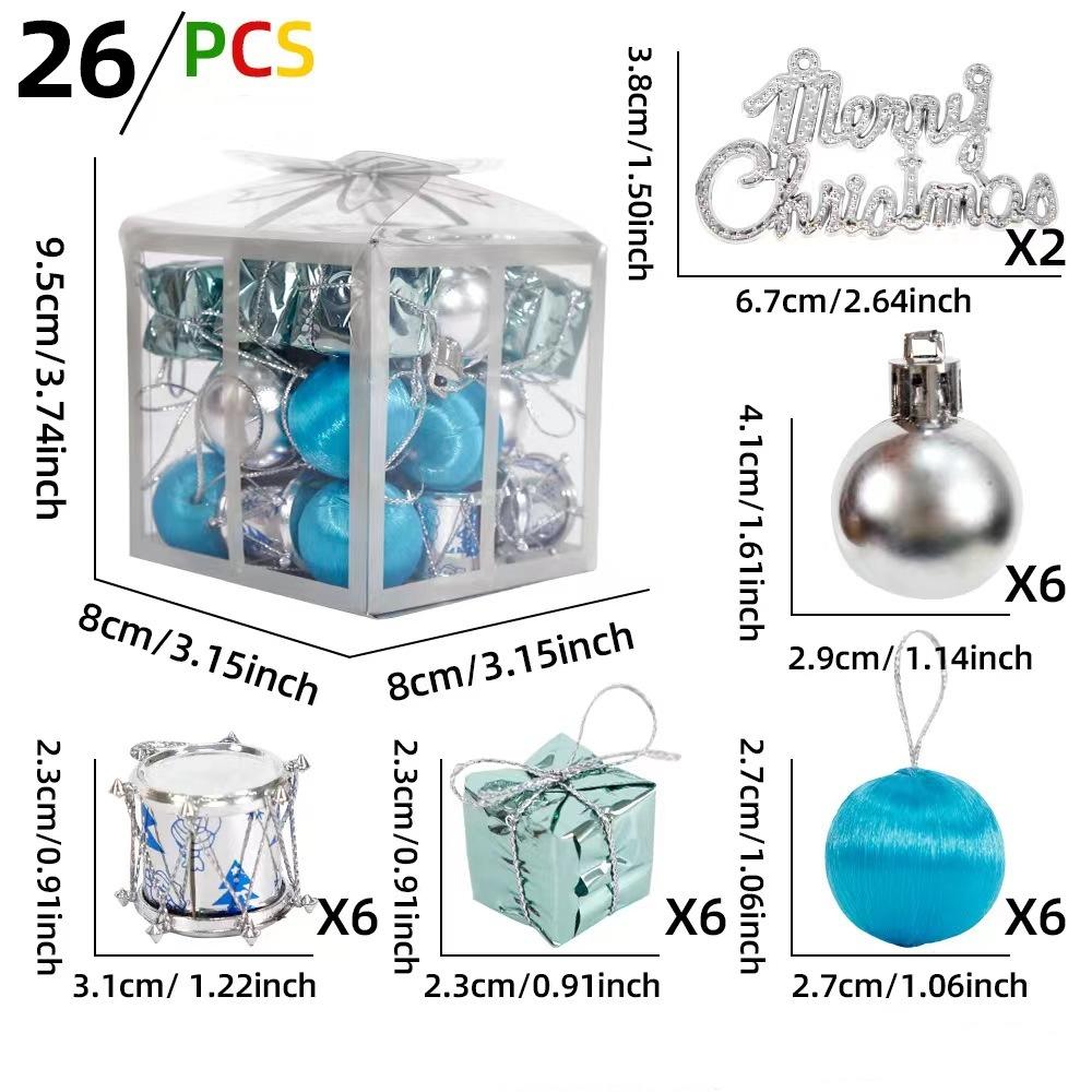 26Pcs Christmas Ball Ornament with Gift Box Christmas Tree Hanging Ornaments Christmas Decorations Home Decorations