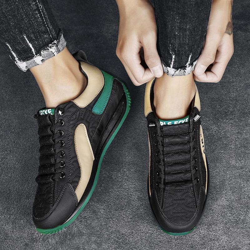Sneakers men's autumn leather trend Forrest Gump shoes low-top slip-on casual shoes foreign trade contrast men's shoes